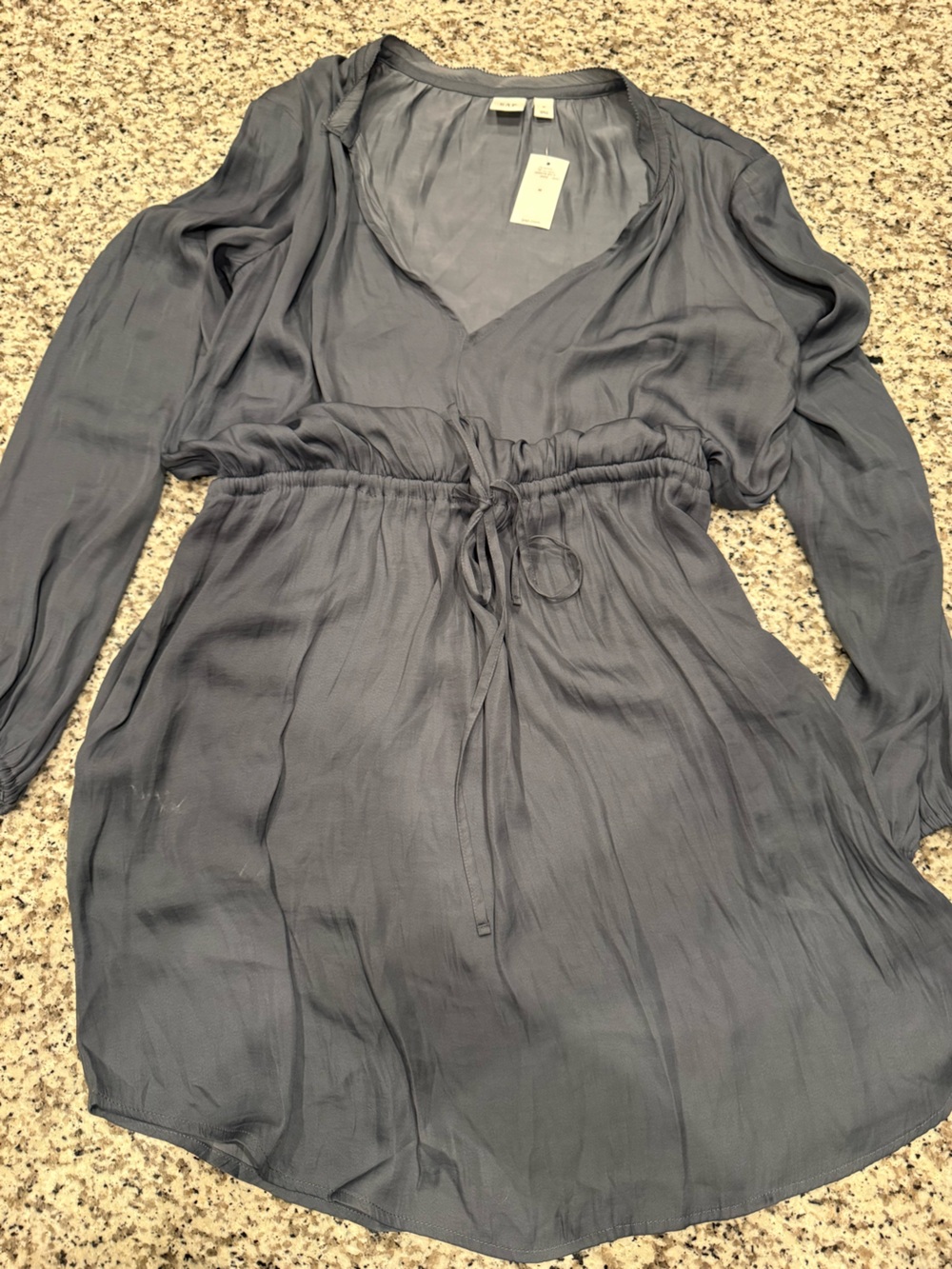 Gap Light Blue Long Sleeve Drawstring Waist Dress